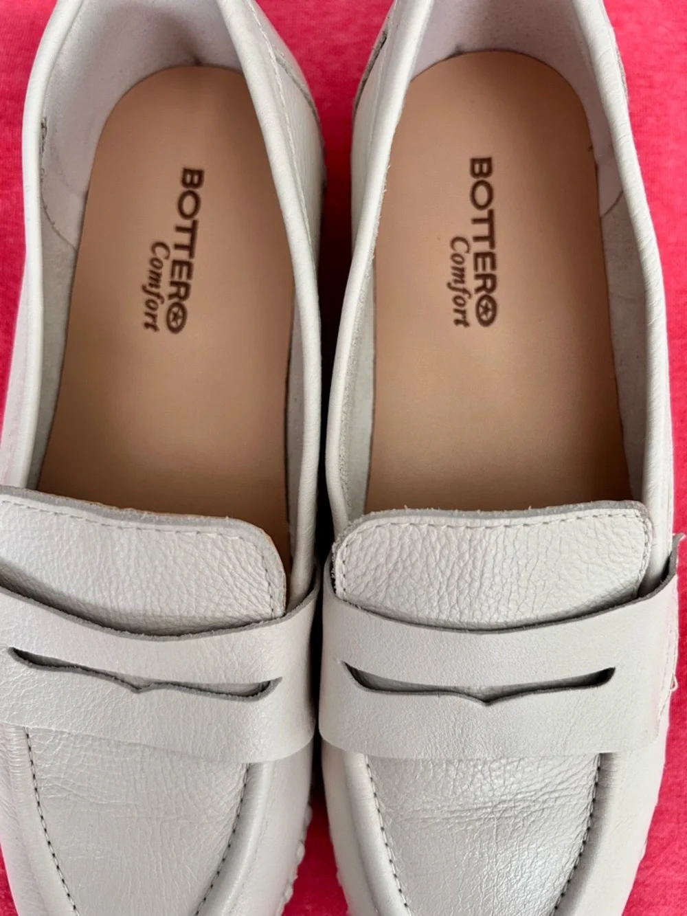 Women's Cream Leather Penny Loafers - Picture 3 of 7